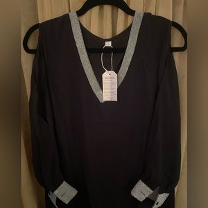 NWT ~ MADE WITH LOVE LONG SLEEVE (open) SILVER TRIM PARTY DRESS